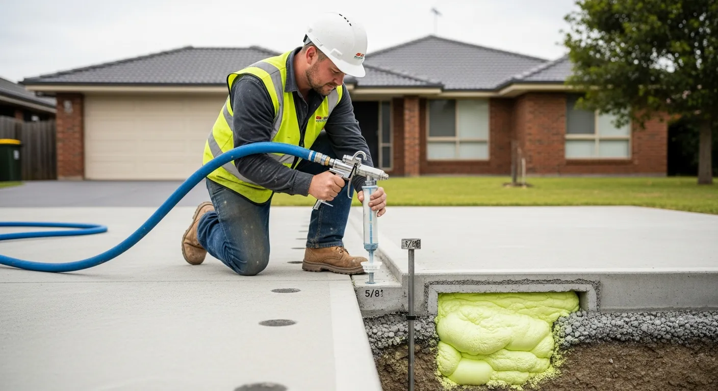 Polyurethane foam injection for concrete leveling